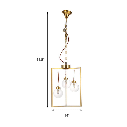 Traditional Brass Chandelier Light Fixture - Clear Glass & Metal Pendant Lamp