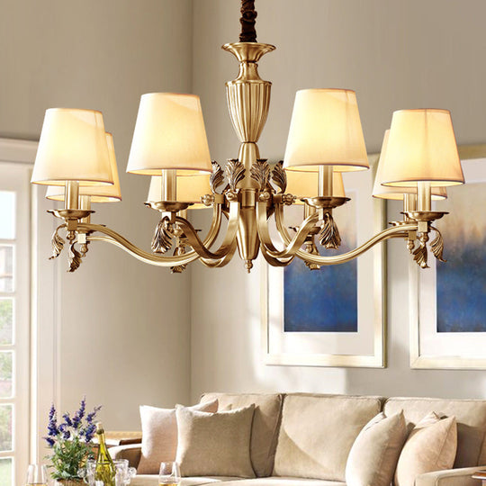 Modern Brass Candelabra Chandelier With Fabric Shade - Ceiling Lighting Fixture 8 /