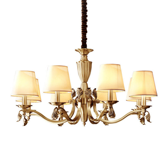 Modern Brass Candelabra Chandelier With Fabric Shade - Ceiling Lighting Fixture