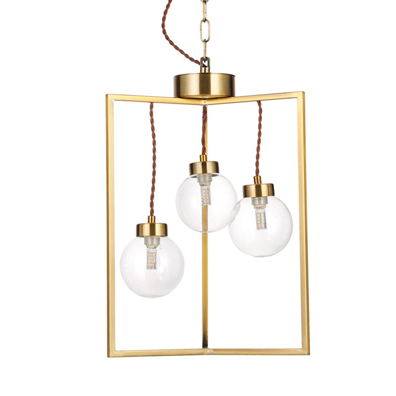 Traditional Brass Chandelier Light Fixture - Clear Glass & Metal Pendant Lamp