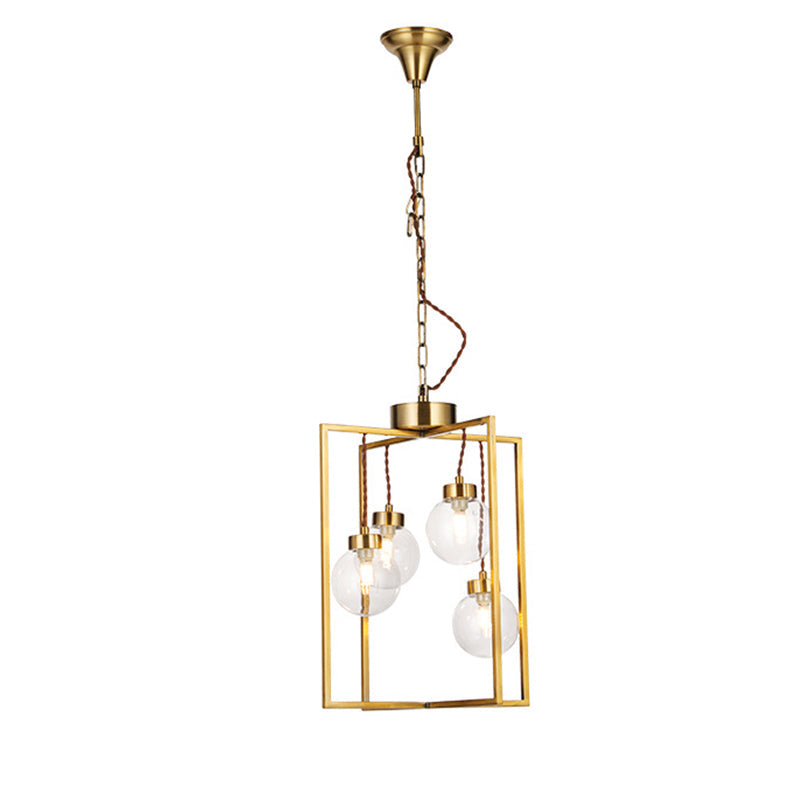 Traditional Brass Chandelier Light Fixture - Clear Glass & Metal Pendant Lamp