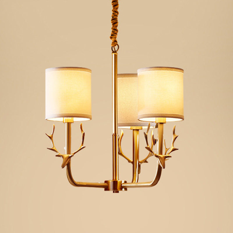 Contemporary Suspension Light With Antler Decor - Stylish Chandelier For Living Room 3 / Gold