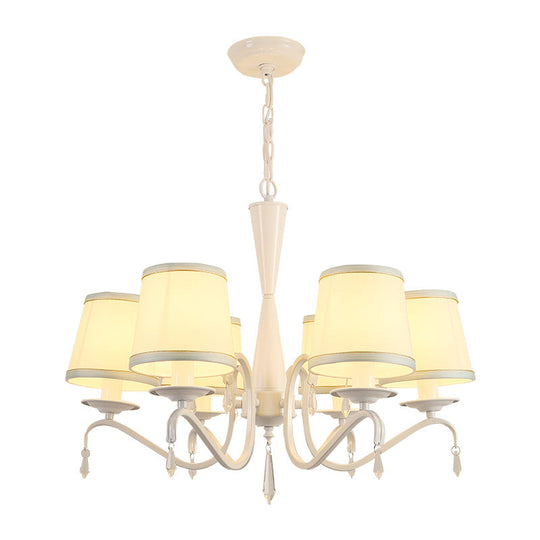 Tapered Fabric Chandelier Light With 6 Artistic Heads For Living Room Suspension