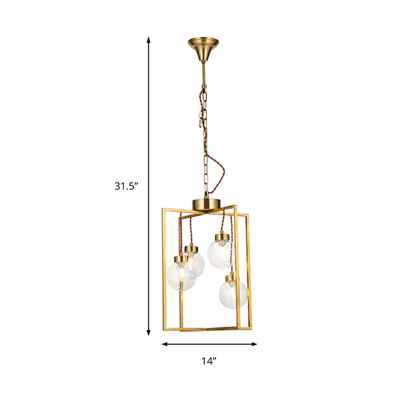 Traditional Brass Chandelier Light Fixture - Clear Glass & Metal Pendant Lamp