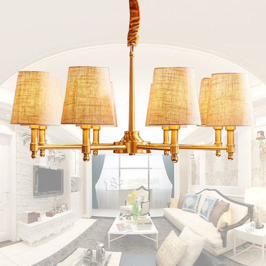 Gold Living Room Pendant Light With Empire Shade Chandelier And Simplicity Fabric Fixture