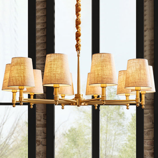 Gold Living Room Pendant Light With Empire Shade Chandelier And Simplicity Fabric Fixture 10 /