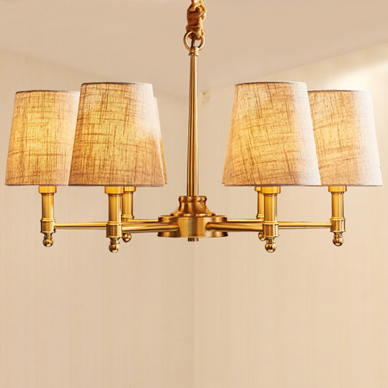 Gold Living Room Pendant Light With Empire Shade Chandelier And Simplicity Fabric Fixture 6 /