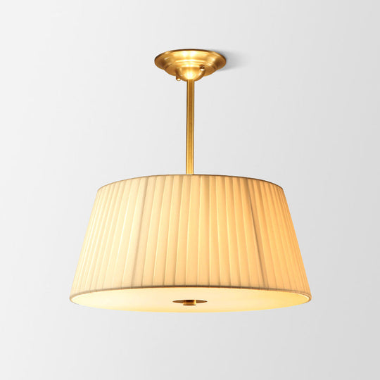 Simplicity Fabric Gold Pendant Light with Pleated Empire Shade