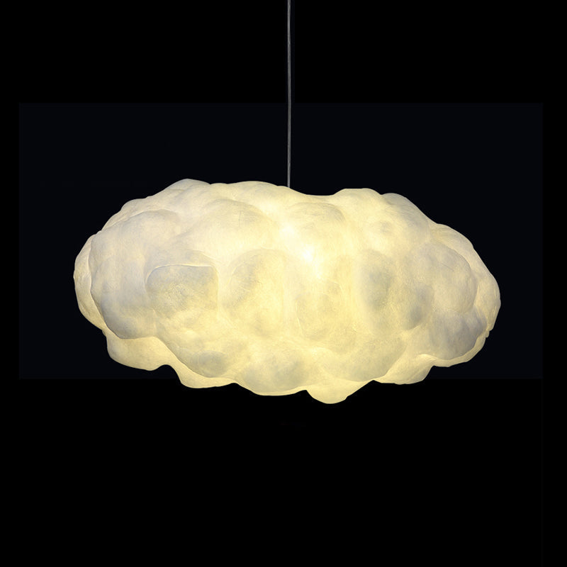 White Artistic Pendant Light With 5 Bulbs - Cloud Restaurant Chandelier Plastic