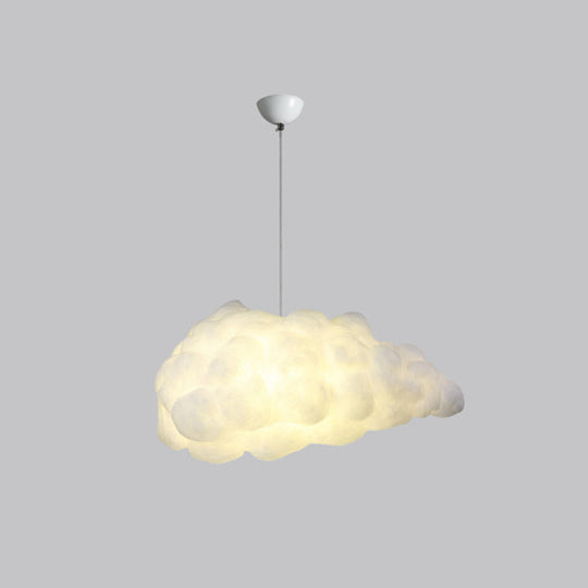 White Artistic Pendant Light With 5 Bulbs - Cloud Restaurant Chandelier Plastic