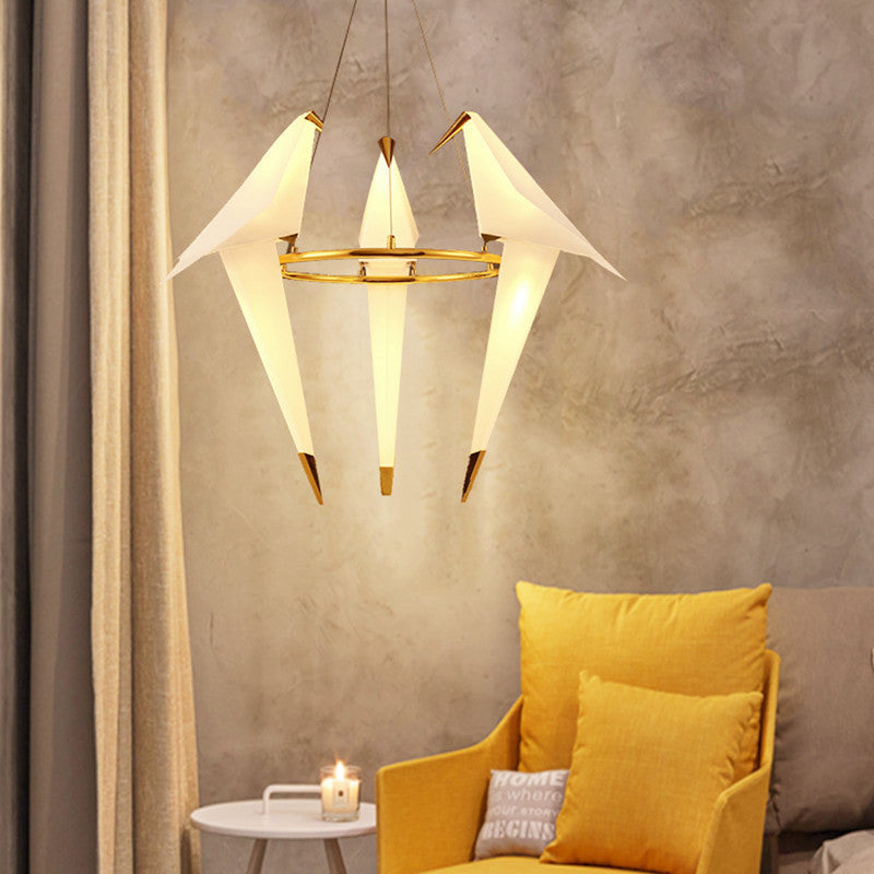 Modern White Chandelier Led Ceiling Light Fixture - Bird Shaped Design Ideal For Restaurants

This