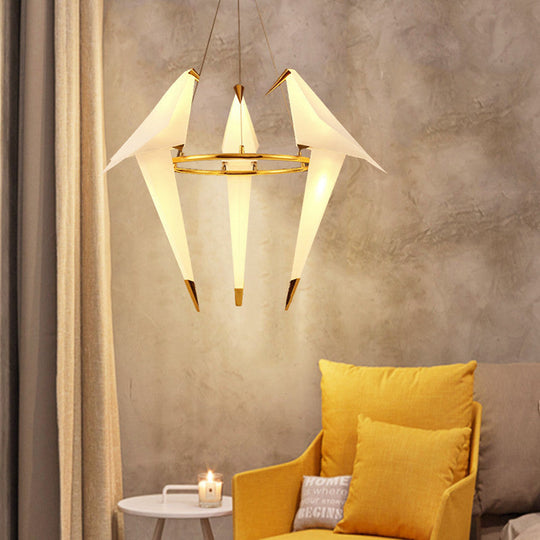 Modern White Chandelier Led Ceiling Light Fixture - Bird Shaped Design Ideal For Restaurants

This