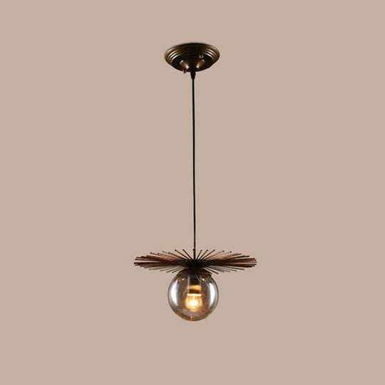 Contemporary Iron Single-Bulb Pendant Light Fixture - Flat Suspension For Restaurants In Rust