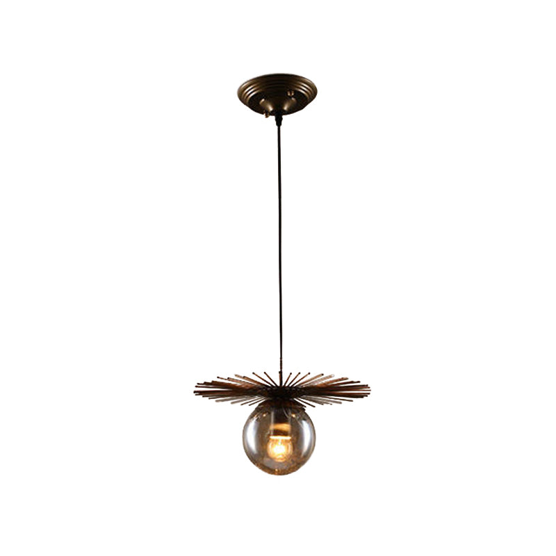 Contemporary Iron Single-Bulb Pendant Light Fixture - Flat Suspension For Restaurants In Rust