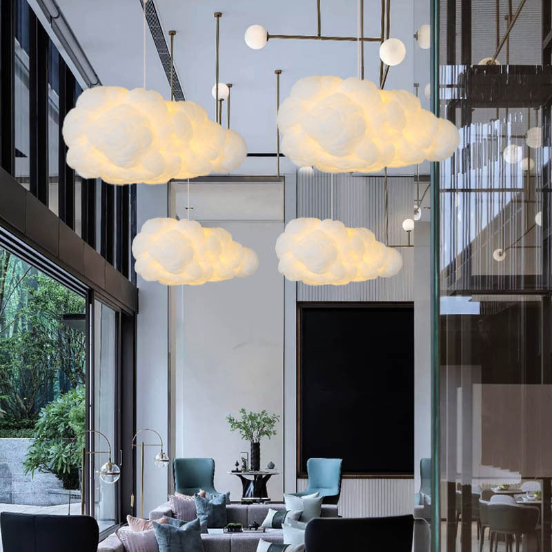 Modern Cloud Plastic Chandelier Pendant Light - 2 Heads White Ideal For Bedroom