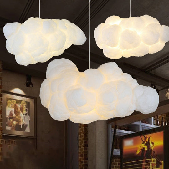 Modern Cloud Plastic Chandelier Pendant Light - 2 Heads White Ideal For Bedroom