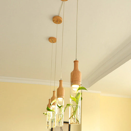 Simplicity Clear Glass Bottle Planter Ceiling Pendant Light For Bedroom