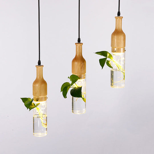 Viola - Glass Bottle Shaped Planter Light - Clear Glass Bedroom Pendant