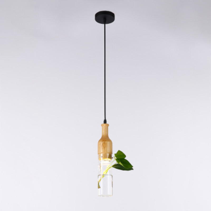 Contemporary Clear Glass Planter Lamp - 1-Light Pendant for Study Room Lighting