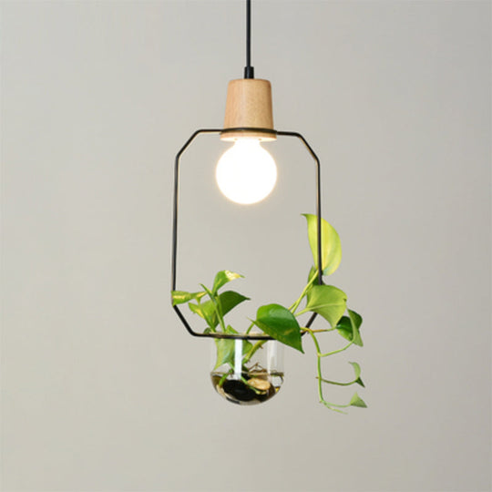 Contemporary Clear Glass Planter Lamp - 1-Light Pendant for Study Room Lighting