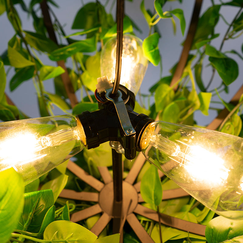 Industrial Pendant Light with 3 Basket Shaped Iron Green Plant Chandeliers, Perfect for Restaurants