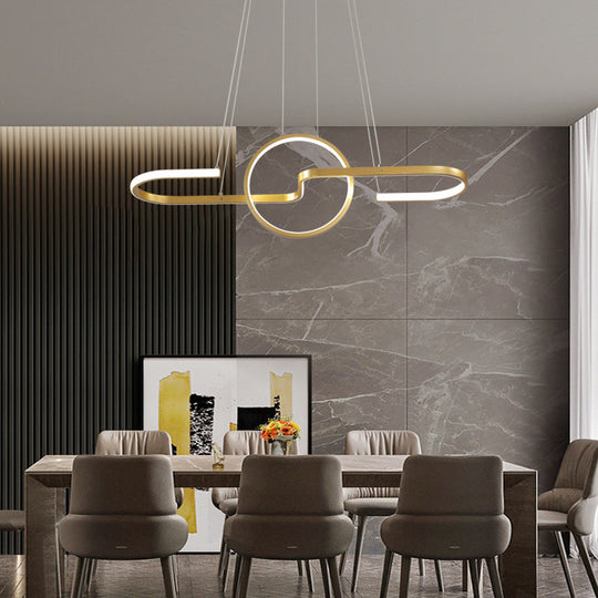 Sleek Ring And Curve Dining Room Pendant Light With Led Ceiling Mount Minimalistic Metal Simplicity