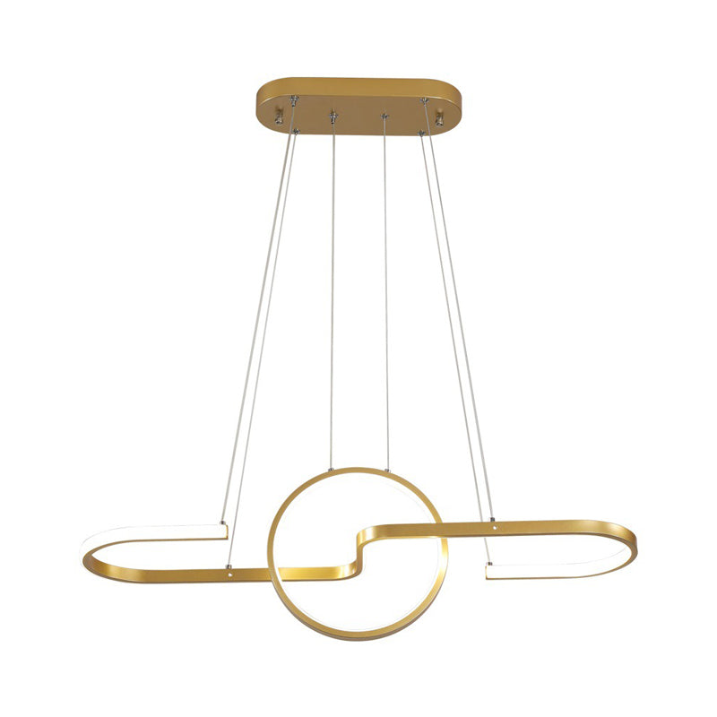 Sleek Ring And Curve Dining Room Pendant Light With Led Ceiling Mount Minimalistic Metal Simplicity