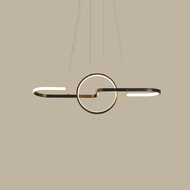 Sleek Ring And Curve Dining Room Pendant Light With Led Ceiling Mount Minimalistic Metal Simplicity