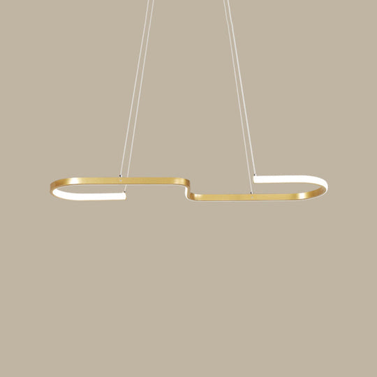 Sleek Ring And Curve Dining Room Pendant Light With Led Ceiling Mount Minimalistic Metal Simplicity