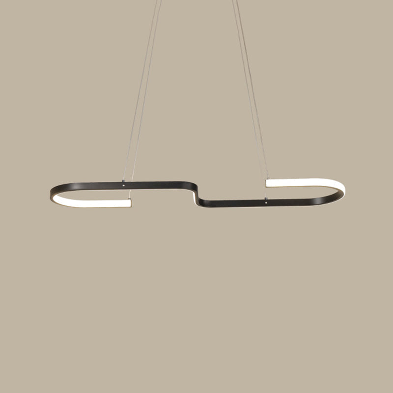 Sleek Ring And Curve Dining Room Pendant Light With Led Ceiling Mount Minimalistic Metal Simplicity