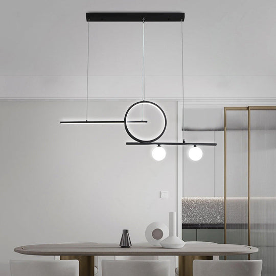 Minimalist Led Island Ceiling Light With Globe Acrylic Shade For Dining Room And Kitchen Black /