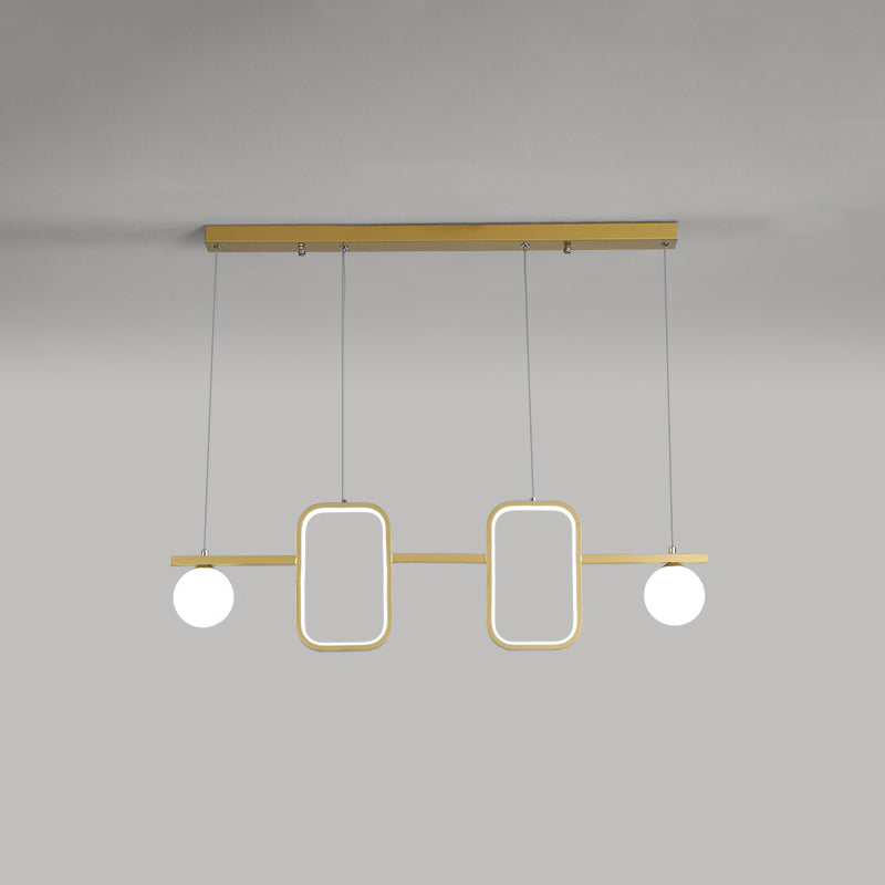 Minimalist Metal Dining Room Island Ceiling Light With Symmetrical Geometric Led Design And Cream