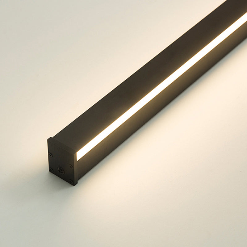 Minimalist Metal Led Wall Sconce Light For Bedroom - Rectangular Design In Black