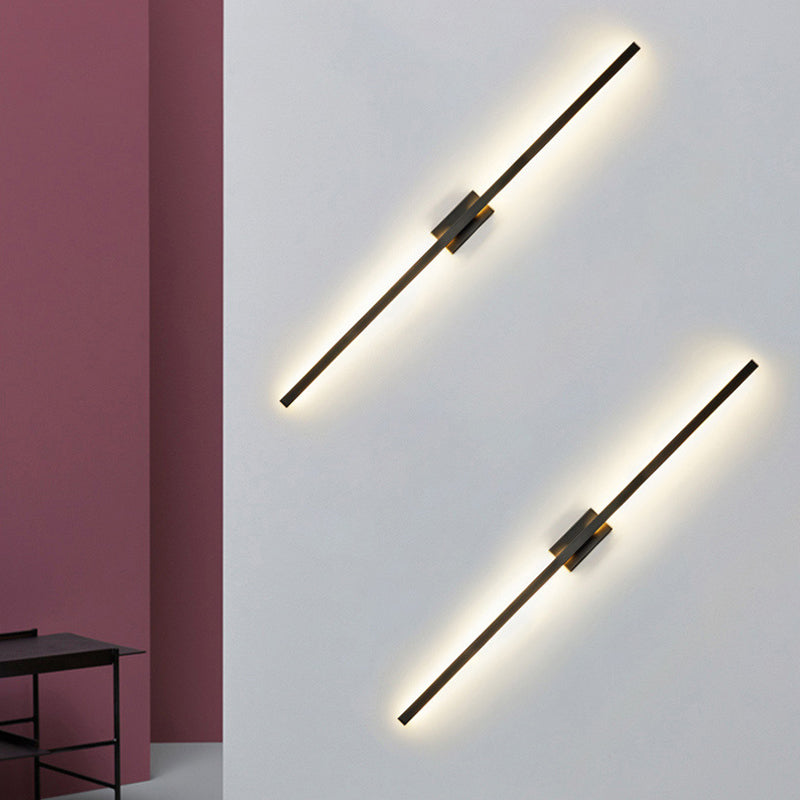 Contemporary Black Led Wall Sconce For Corridor - Linear Metal Design