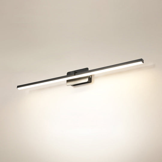 Minimalist Led Sconce For Powder Room Wall - Linear Metal Design Black / Small Warm