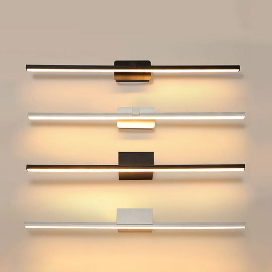 Minimalist Led Sconce For Powder Room Wall - Linear Metal Design