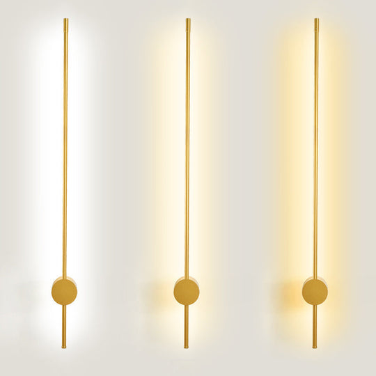 Contemporary Slim Tube Sconce Led Wall Light Fixture For Living Room - Metal Design Gold / Small