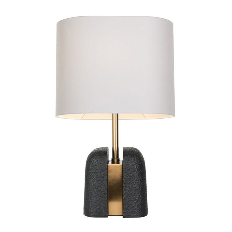 Modern Resin Base Nightstand Lamp: Bucket-Shaped Table Light With Fabric Shade In Contemporary Black