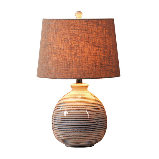 Tapered Drum Artistic Table Lamp - Fabric Shade Ceramic Base