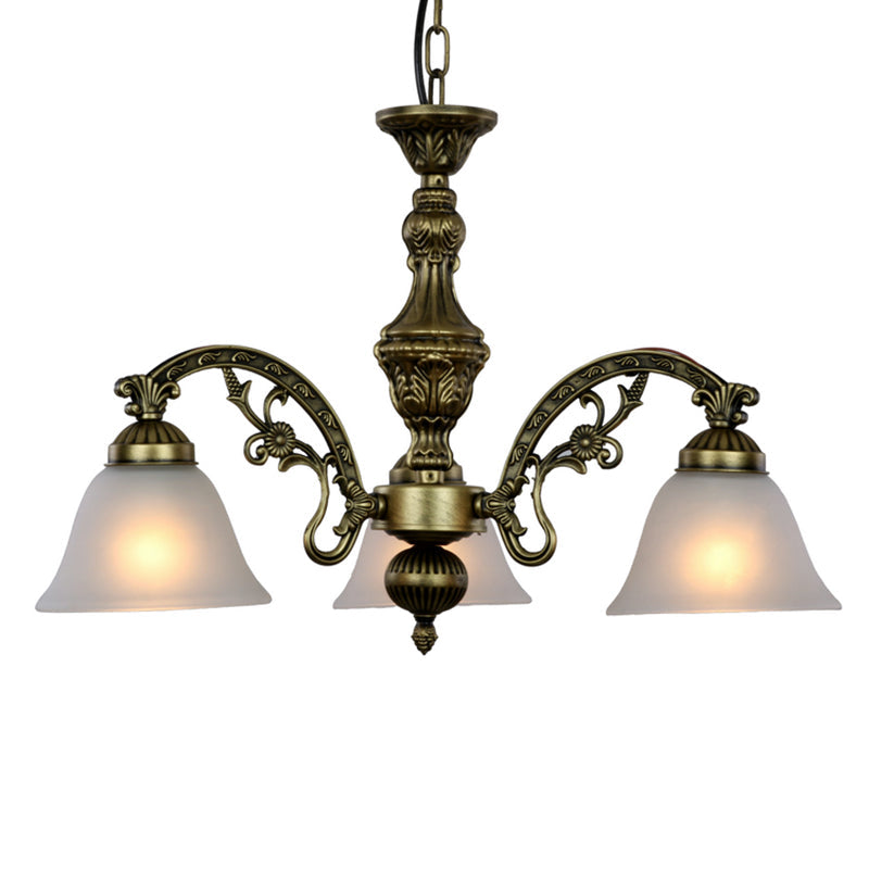 Frosted Glass Black/Bronze Pendant Chandelier With 5 Lights - Traditional Light Fixture