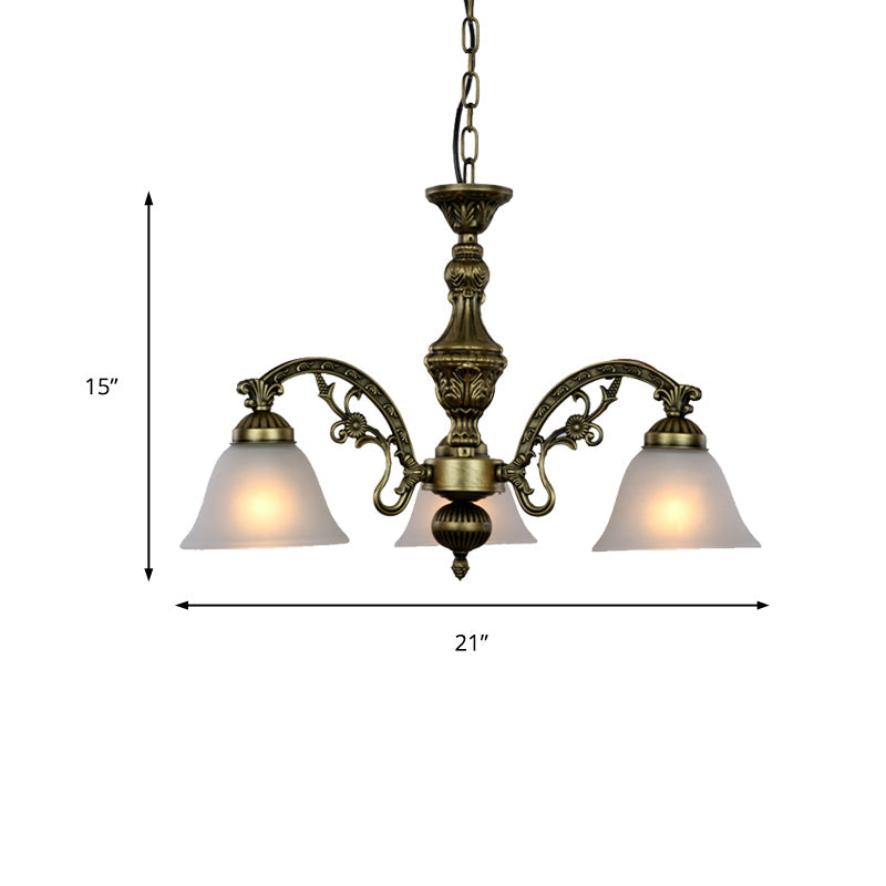 Frosted Glass Black/Bronze Pendant Chandelier With 5 Lights - Traditional Light Fixture