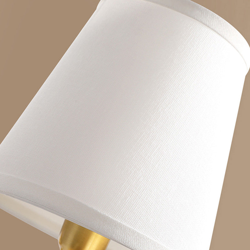 Minimalist 1-Light Gold Candelabra Metal Wall Sconce With Fabric Cone Shade