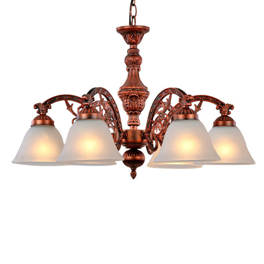 Frosted Glass Black/Bronze Pendant Chandelier With 5 Lights - Traditional Light Fixture