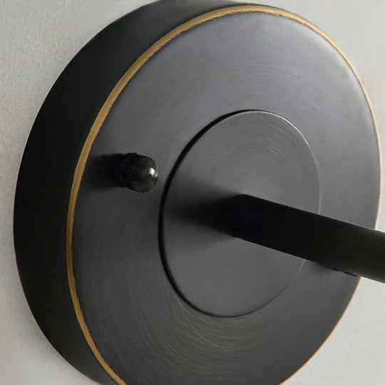 Metallic Black Sconce With Tapered Fabric Shade - Elegant Bedside Wall Fixture