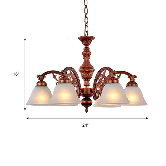 Frosted Glass Black/Bronze Pendant Chandelier With 5 Lights - Traditional Light Fixture