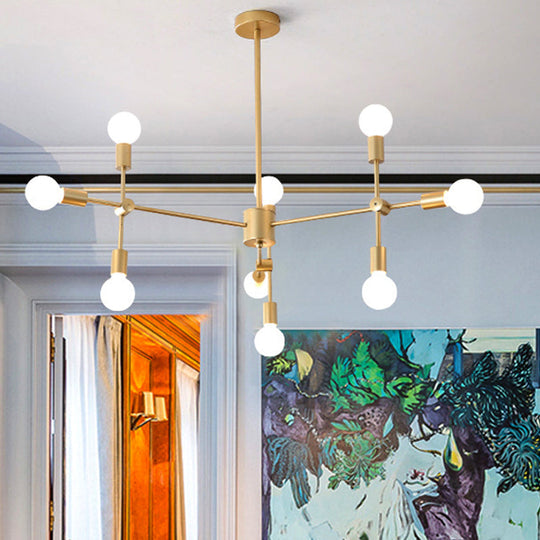 Modernist Sputnik Chandelier: Opal Glass 9/12/15 Lights Black/Gold 9 / Gold