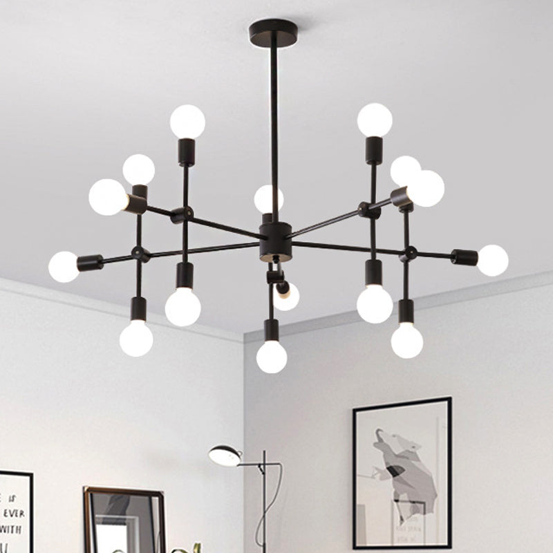 Modernist Sputnik Chandelier: Opal Glass 9/12/15 Lights Black/Gold