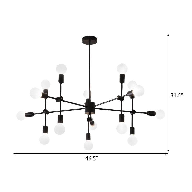 Modernist Sputnik Chandelier: Opal Glass 9/12/15 Lights Black/Gold