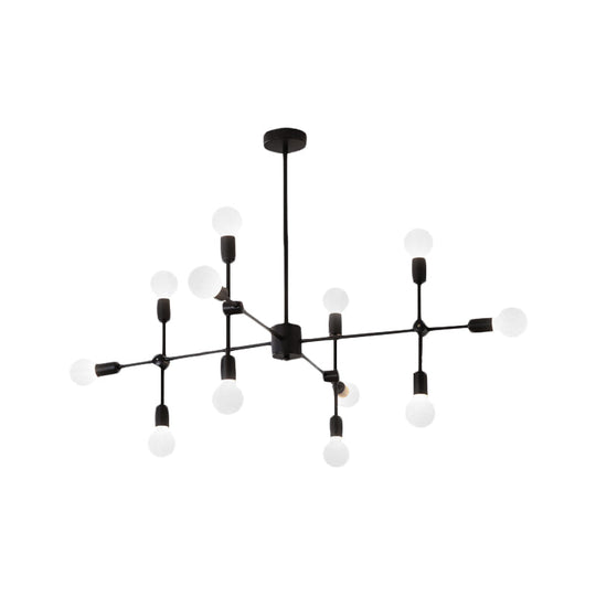 Modernist Sputnik Chandelier: Opal Glass 9/12/15 Lights Black/Gold