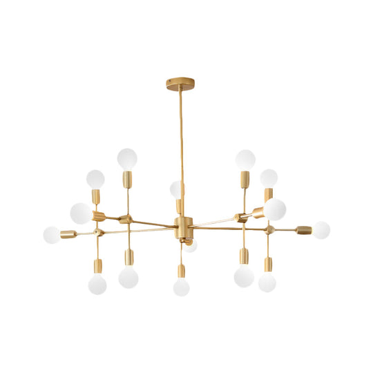 Modernist Sputnik Chandelier: Opal Glass 9/12/15 Lights Black/Gold